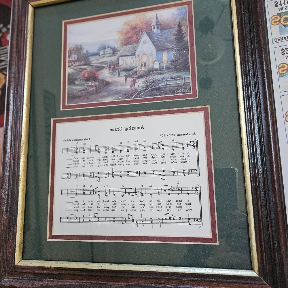 beautiful amazing grace song picture country church framed 14x16
